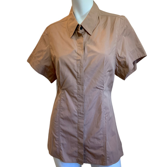 ESSE Studios Edition no. 4 Beige Tan Button Down Cotton Blouse sz 4 - Picture 2 of 8